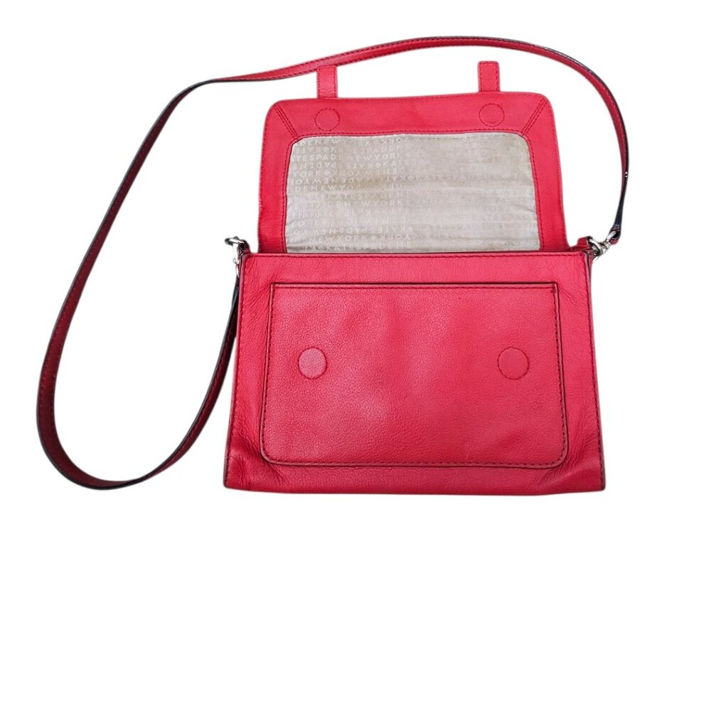 Kate Spade Allen Street Neil Saddle Leather Buckle Flap Red Crossbody Bag COA - Picture 3 of 16